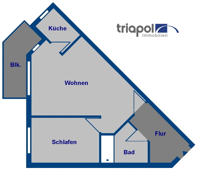 Grundriss: Ruhig gelegene 2-Zimmer-Wohnung mit Balkon, Laminat in grüner Stadtrandlage.
