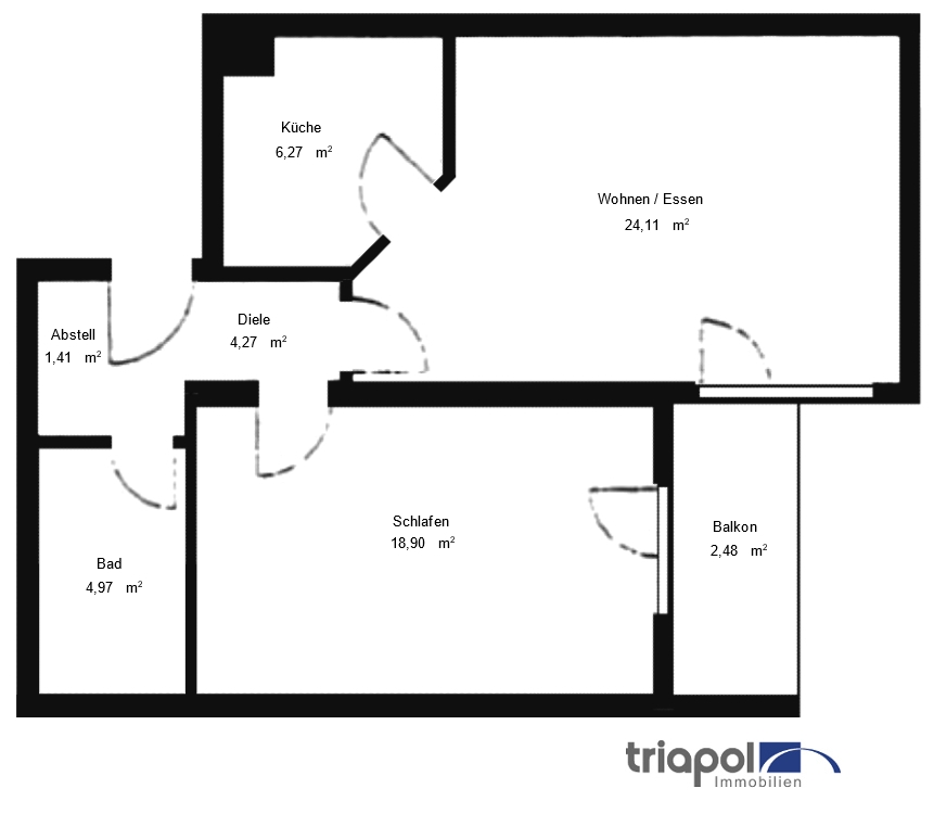 Grundriss: Ruhig gelegene 2-Zi-Wohnung mit Balkon in grüner Stadtrandlage von Dresden.