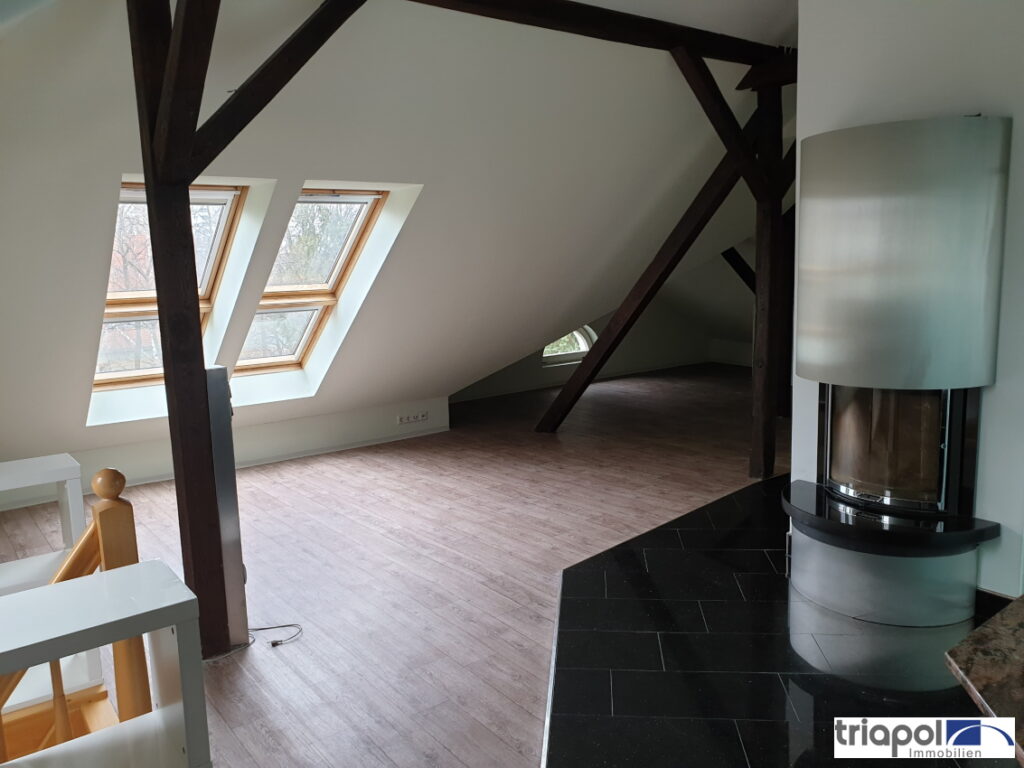 Individuelle Maisonette-Wohnung mit hochwertiger Einbauküche, Kamin, Bad und WC in Strehlen.