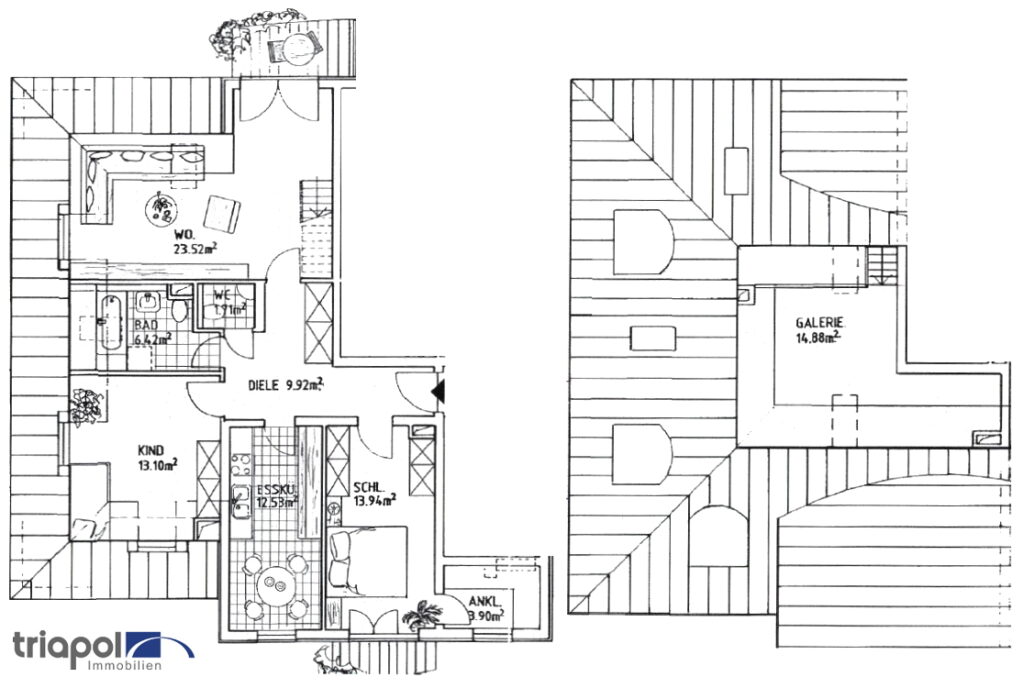 Grundriss: Schöne Maisonettewohnung mit 2 Balkone und Tiefgarage in Coswig.