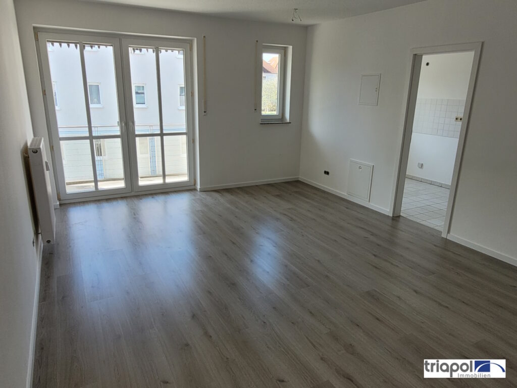 Hübsche 1-Zi-Whg. mit neuem Laminatboden, Balkon und TG-Stellplatz in Coswig.