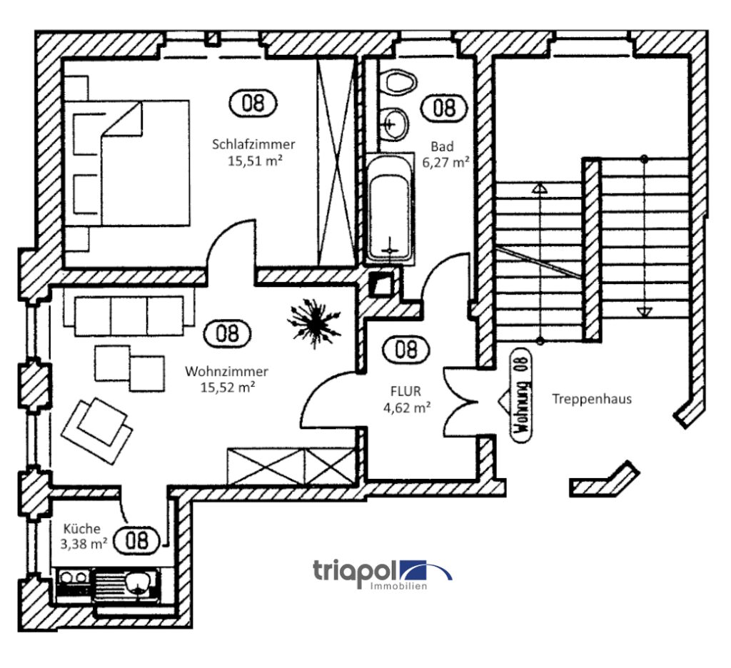 Grundriss: Gemütliche und bezugsfreie Eigentumswohnung in ruhiger Seitenstraße in Dresden Löbtau.